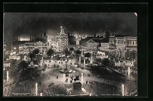AK Buenos Aires, Centenario Revolucion 1810-1910, Plaza Mayo