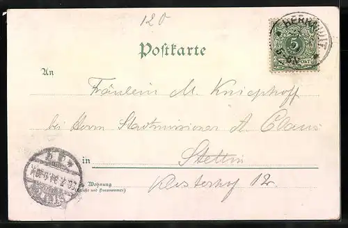 Vorläufer-Lithographie Herrnhut, 1894, Gasthof, Kirchensaal, Mädchenhaus