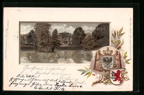 Passepartout-Lithographie Düsseldorf, Kunsthalle, Wappen