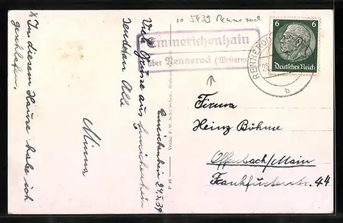 AK Emmerichenhain /Westerwald, Gesamtansicht, Geschäft Ernst Grimm, Kriegerdenkmal