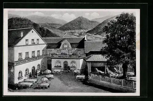 AK Fachbach b. Bad Ems, Gasthaus Deutscher Kaiser aus der Vogelschau