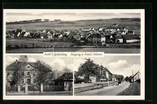 AK Forth b. Gräfenberg, Panorama des Ortes und Schullandheim