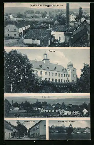 AK Moos /Langenisarhofen, Strassenpartie, Schloss und Kloster