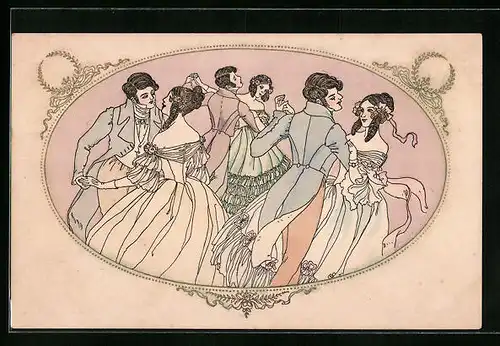 Künstler-AK Mela Köhler unsign.: Paare beim Tanzen auf einem Ball