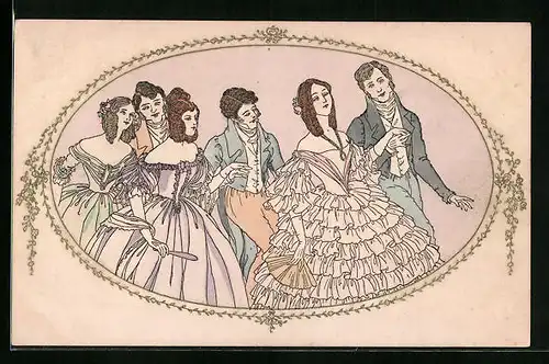 Künstler-AK Mela Köhler unsign.: Elegante Herren führen ihre Damen zum Tanz