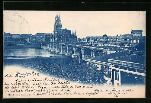 AK Dresden, Altstadt mit Augustusbrücke