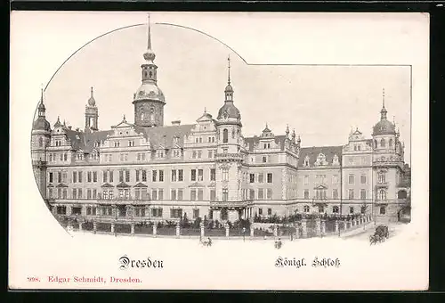 AK Dresden, Königliches Schloss von der Strasse gesehen