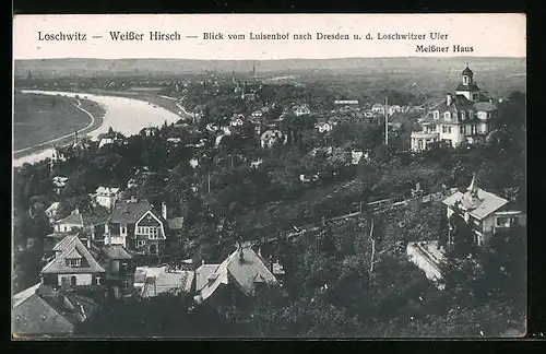 AK Dresden-Weisser Hirsch, Blick vom Luisenhof zum Loschwitzer Ufer