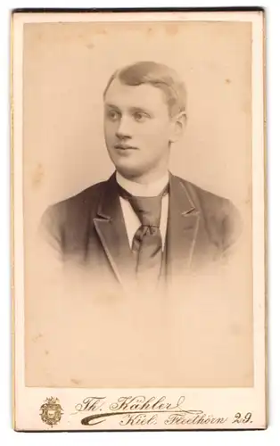 Fotografie Theodor Kähler, Kiel, Fleethörn 29, Junger Mann mit Krawatte und Stehkragen