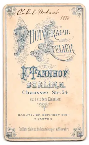 Fotografie F. Tannhof, Berlin N., Chaussee-Strasse 54, Bürgerlicher mit Vollbart im Anzug