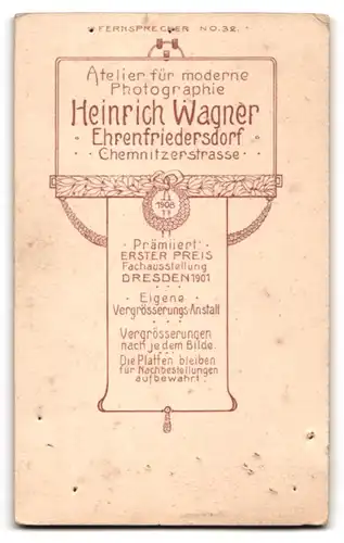 Fotografie Heinrich Wagner, Ehrenfriedersdorf, Chemnitzerstr., Junge Dame im Kleid