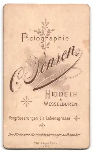 Fotografie C. Jensen, Heide i. H., Junger Herr im Anzug mit Fliege