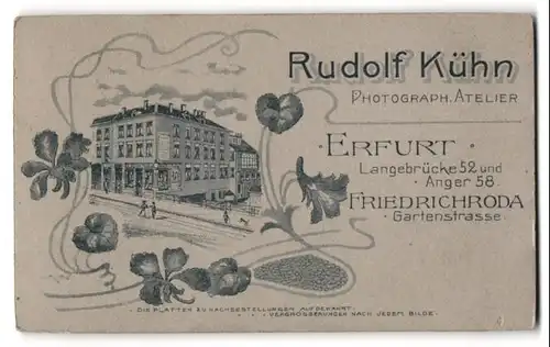 Fotografie Rudolf Kühn, Erfurt, Langebrücke 52, Ansicht Erfurt, Strassenpartie mit dem Ateliersgebäude