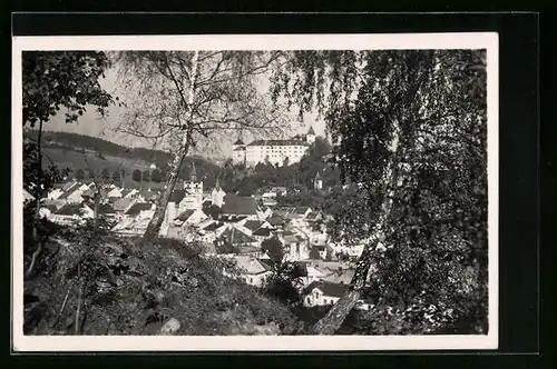 AK Winterberg /Böhmerwald, Ortsansicht mit Schloss