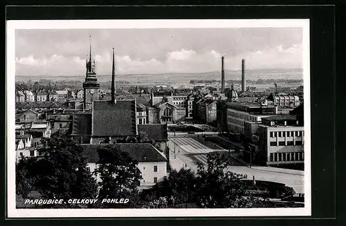 AK Pardubice, Ortsansicht mit Kirche