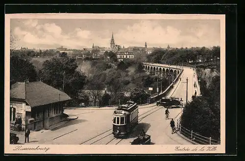 AK Luxembourg, Entrée de la Ville, Strassenbahn