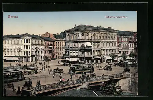 AK Berlin, Potsdamerbrücke mit Strassenbahn