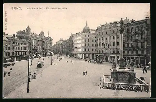 AK Brno, Velke namesti k Ferdinandove ulice, Strassenbahn
