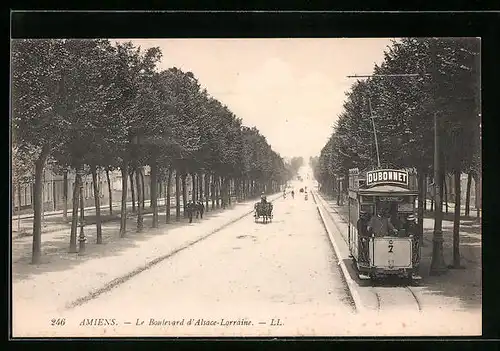 AK Amiens, Le Boulevard d`Alsace-Lorraine, Strassenbahn