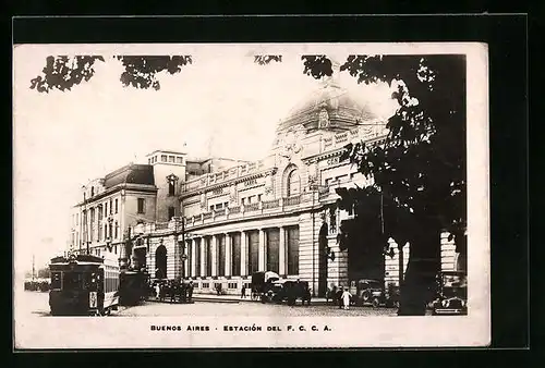 AK Buenos Aires, Estaciion del F.C.C.A., Strassenbahn