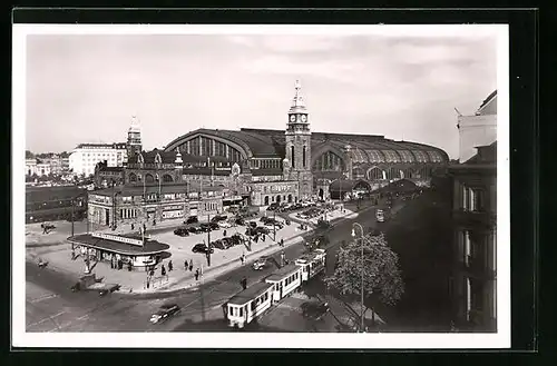 AK Hamburg, Strassenbahnen am Hauptbahnhof