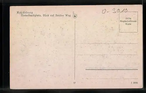 AK Magdeburg, Strassenbahn fährt vom Knotenpunkt Hasselbachplatz ab