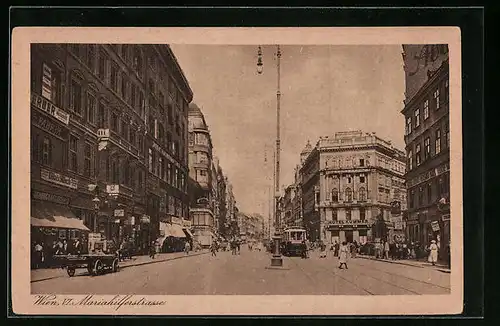 AK Wien, Strassenbahn auf der Mariahilfestrasse