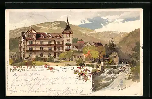 Lithographie Herrenalb /Württ. Schwarzwald, Hotel zur Post Ochsen