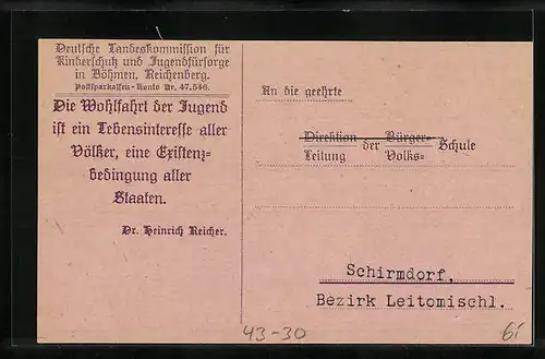 AK Kind mit einer Spendenbüchse, Kinderfürsorge in 1928