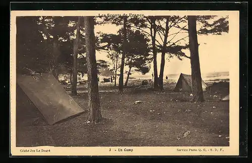 AK Les Scouts de France, Un Camp, Camping