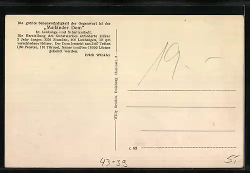 AK Modellbau-Rekonstruktion des Mailänder Doms