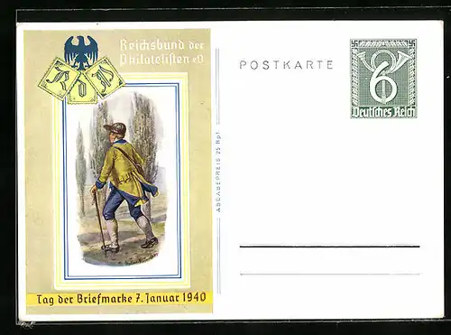AK Tag der Briefmarke 1940, Reichsbund der Philatelisten e.V., Ganzsache