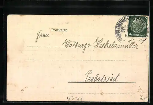 AK Todes-Anzeige für Theresie Lacker, 14.12.1937