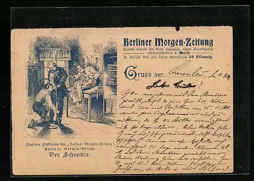 AK Postkarte der Berliner Morgen-Zeitung, Der Schneider