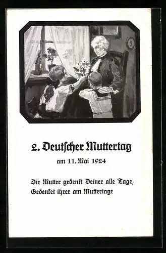 AK 2. Deutscher Muttertag 1924, Kinder mit Mutter