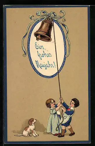 Präge-AK Kinder läuten Neujahrsglocke
