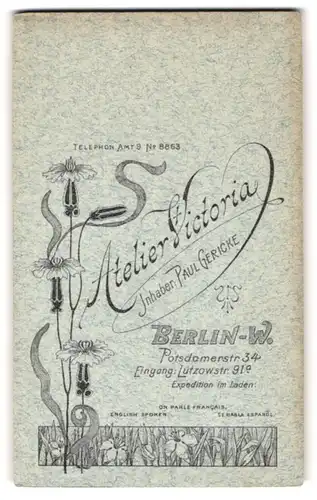 Fotografie Atelier Victoria, Berlin, Potsdamerstr. 34, blühende Blumen in Jugendstil Darstellung