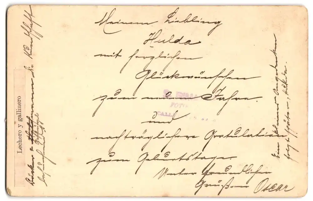 Fotografie Samuel Rimathe, Ort unbekannt, argentinische Milch und Hühnerhändler zu Pferd, Lechery y gallinero 1