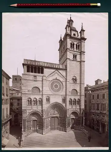 Fotografie A. Noack, Genova, Ansicht Genua - Genova, Chiesa S. Lorenzo, Grossformat 21 x 27cm