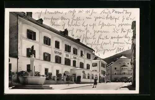 AK Steinach am Brenner, Gasthof zur Post mit Brunnen und Hotel Steinbock