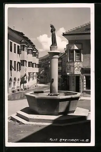 AK Steinach a. B., Brunnen mit Strassenblick