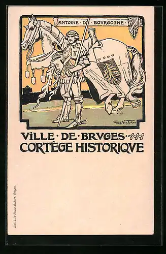 Künstler-AK Bruges, Cortège Historique, Angoine de Bourgogne
