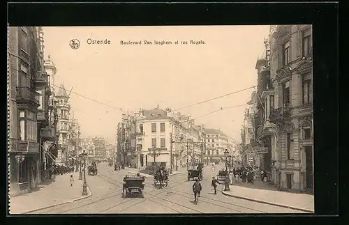 AK Ostende, Boulevard Van Iseghem et rue Royale