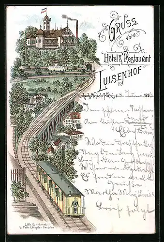 Lithographie Dresden-Lockwitz, Hotel & Restaurant Luisenhof, Weisser Hirsch
