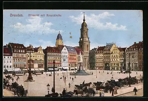 AK Dresden, Altmarkt mit Kreuzkirche
