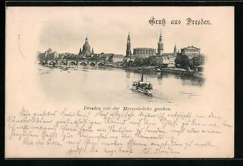 AK Dresden, Totalansicht von der Marienbrücke aus