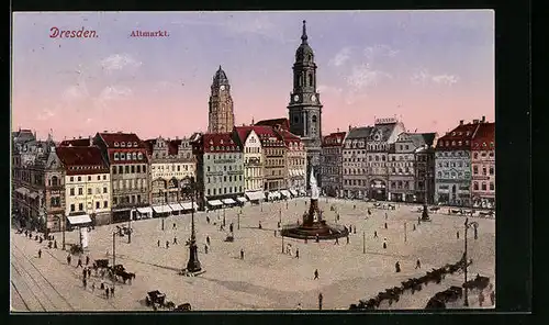 AK Dresden, Altmarkt mit Denkmal