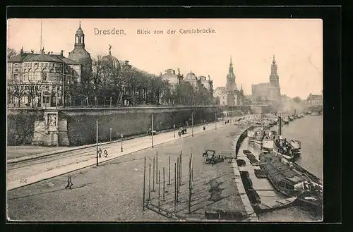 AK Dresden, Blick von der Carolabrücke