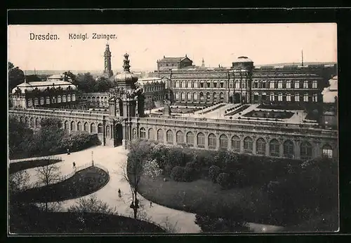 AK Dresden, Kgl. Zwinger aus der Vogelschau