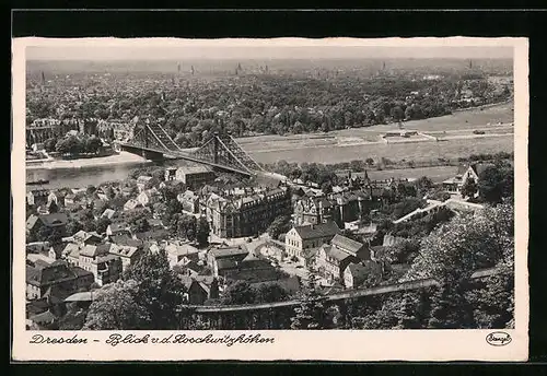 AK Dresden, Blick von den Loschwitzhöhen